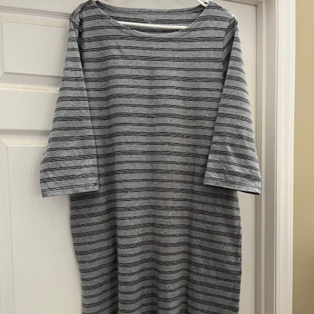 Garnett Hill Striped Cotton Knit Dress
